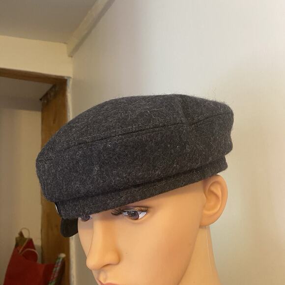 Surell Pure Wool Hat Baseball Cap Black Grey Unisex Adult Size S Made In Italy - Picture 4 of 8